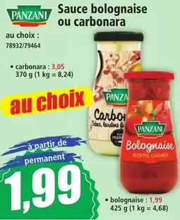 Norma PANZANI Sauce bolognaise ou carbonara offre