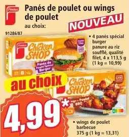 Norma Findus Chicken Shop Panés de poulet ou wings de poulet offre