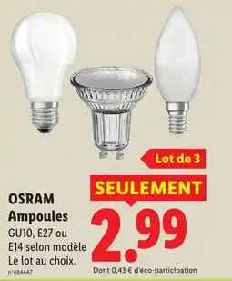 Lidl OSRAM Ampoules offre