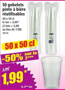 Norma gobelets pinte à bière réutilisables offre