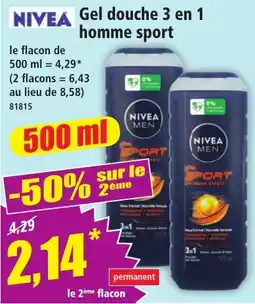 Norma NIVEA Gel douche 3 en 1 homme sport offre