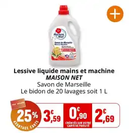 Coccinelle Supermarché MAISON NET Lessive liquide mains et machine offre