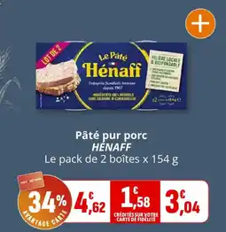 Coccinelle Supermarché HÉNAFF Pâté pur porc offre