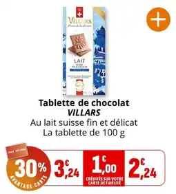 Coccinelle Supermarché VILLARS Tablette de chocolat offre