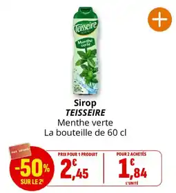 Coccinelle Supermarché Teisseire Sirop Menthe verte offre