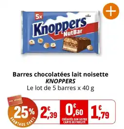 Coccinelle Supermarché Knoppers Barres chocolatées lait noisette offre