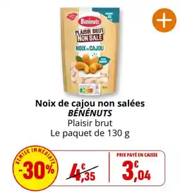 Coccinelle Express BÉNÉNUTS Noix de cajou non salées offre