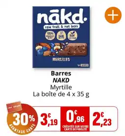 Coccinelle Supermarché NAKD Barres Myrtille offre