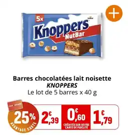 Coccinelle Express Knoppers Barres chocolatées lait noisette offre