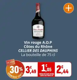 Coccinelle Supermarché CELLIER DES DAUPHINS Vin rouge A.O.P Côtes du Rhône offre