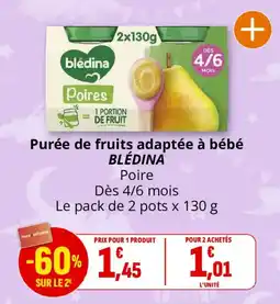 Coccinelle Supermarché BLÉDINA Purée de fruits offre
