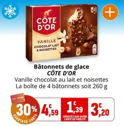 Coccinelle Supermarché CÔTE D'OR Bâtonnets de glace offre