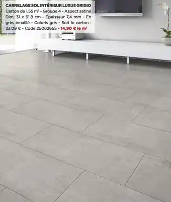 Bricomarché Carrelage sol intérieur Luxus Grigio offre
