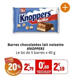 Coccimarket Knoppers Barres chocolatées lait noisette offre
