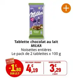 Coccimarket Milka Tablette chocolat au lait offre