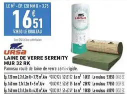 Brico Cash URSA Laine de verre serenity mur 32 rk offre