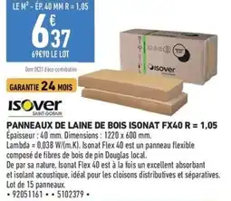 Brico Cash Isover Panneaux de laine de bois Isonat FX40 R = 1,05 offre