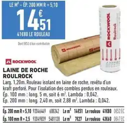 Brico Cash ROCKWOOL Laine de roche Roulroock offre