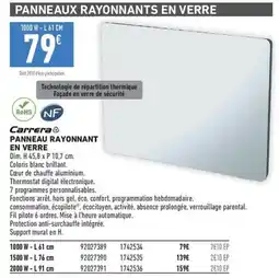 Brico Cash Carrera PANNEAU RAYONNANT EN VERRE offre