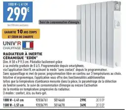 Brico Cash UNIV'R RADIATEUR À INERTIE CÉRAMIQUE "EDEN" offre