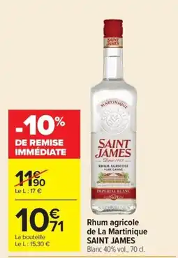 Carrefour SAINT JAMES Rhum agricole offre