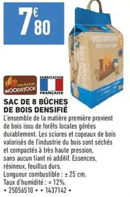 Brico Cash WOODSTOCK SAC DE 8 BÛCHES DE BOIS DENSIFIÉ offre