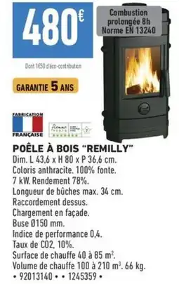 Brico Cash POÊLE À BOIS "REMILLY" offre