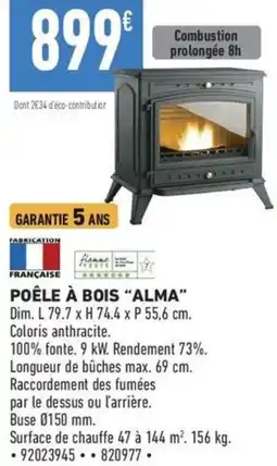 Brico Cash ALMA Poêle à bois offre