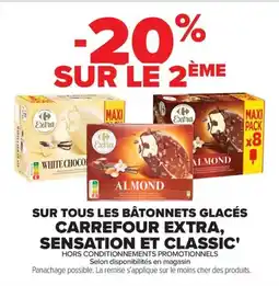 Carrefour Sur tous les bâtonnets glacés carrefour extra, sensation et classic offre