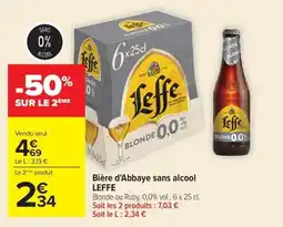 Carrefour Leffe Bière d'Abbaye sans alcool offre