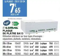 Brico Cash PLURAL PLAQUE DE PLÂTRE BA13 offre