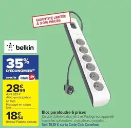 Carrefour Belkin Bloc parafoudre 6 prises offre