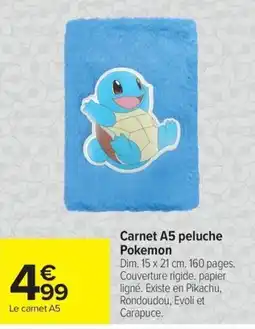 Carrefour Pokemon Carnet A5 peluche offre