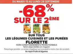 Carrefour Florette Légumes cuisinés et Purées offre