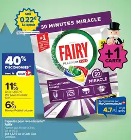 Carrefour FAIRY Capsules pour lave-vaisselle offre