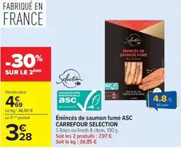 Carrefour Selection Émincés de saumon fumé offre