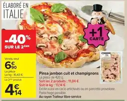 Carrefour Pinsa jambon cuit et champignons offre