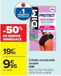 Carrefour DIM Culotte menstruelle lavable offre