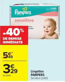 Carrefour Pampers Lingettes Sensitive offre