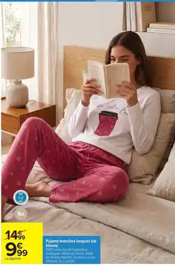 Carrefour Pyjama manches longues bio femme offre
