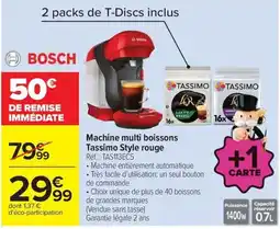 Carrefour Bosch machine multi boissons tassimo style rouge offre