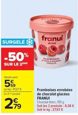 Carrefour Franui Framboises enrobées de chocolat glacées offre