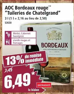 Norma Tuileries de chatelgrand aoc bordeaux rouge offre