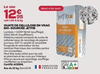 Jetfib ouate de cellulose en vrac bio-sourcée