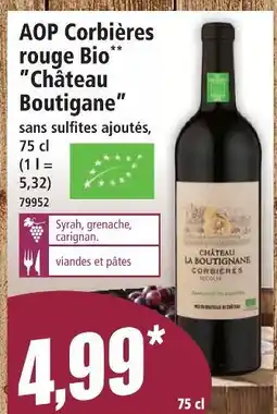 Norma Chateau boutigane aop corbières rouge bio offre