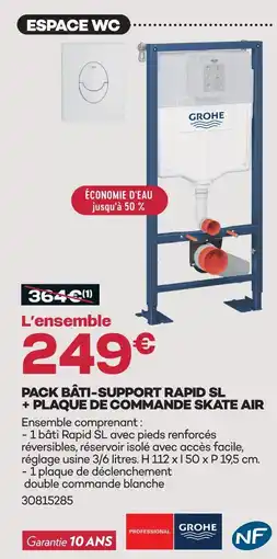 Gedimat Grohe pack bâti-support rapid sl + plaque de commande skate air offre