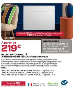 Gedimat Jauter radiateur connecté à inertie pierre réfractaire sibayak ii offre