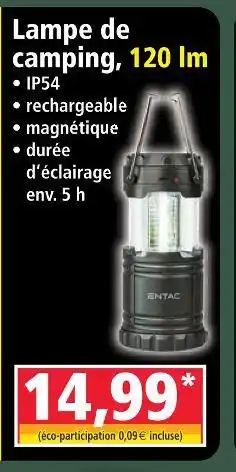 Norma Entac lampe de camping 120 lm offre