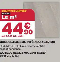 Gedimat Carrelage sol intérieur lavica offre