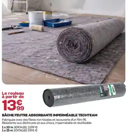 Gedimat Techteam bâche feutre absorbante imperméable offre